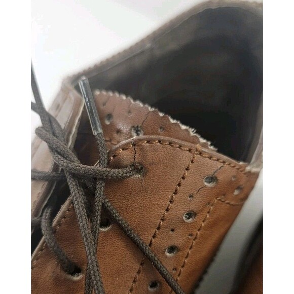 Steve Madden Ethin-2 leather lace-up brown dress shoe Wingtip Rubber Sole Sz 12 - Picture 6 of 13